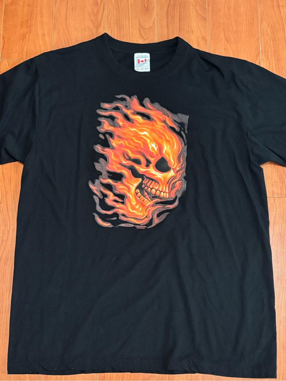 Vintage 2006 Liquid Blue Flaming Skull Tshirt - Size 2XL